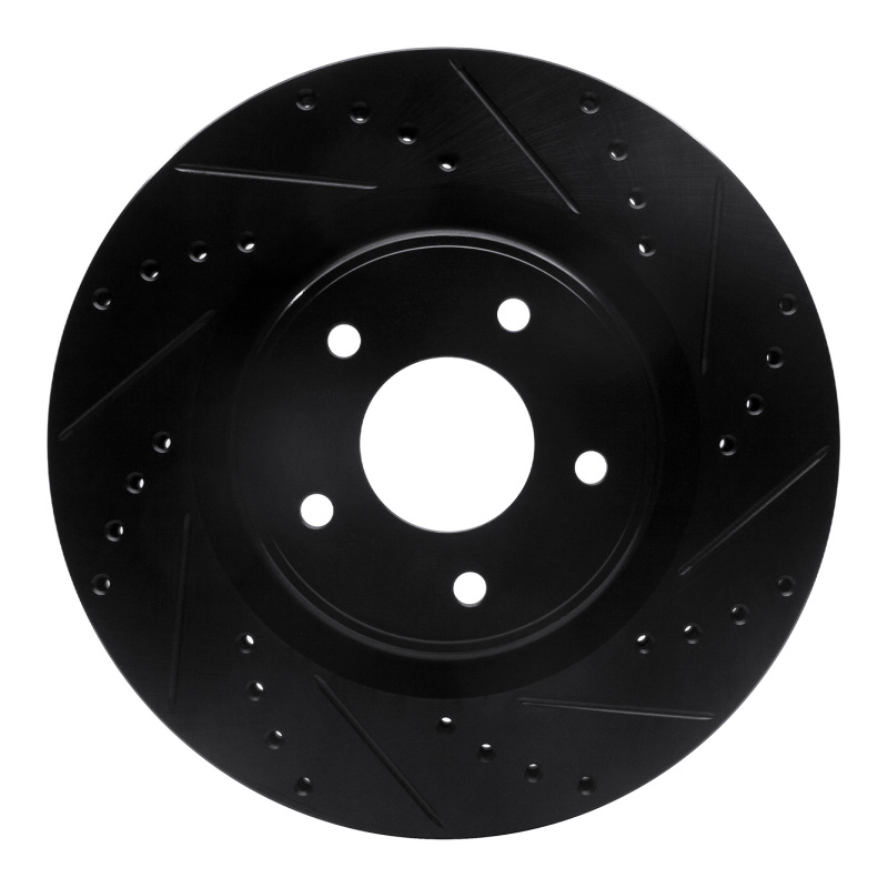 Infiniti Q60 Brake Rotor (1) - Front Right - R1 Concepts - Drilled & Slotted - Black - `13-`25